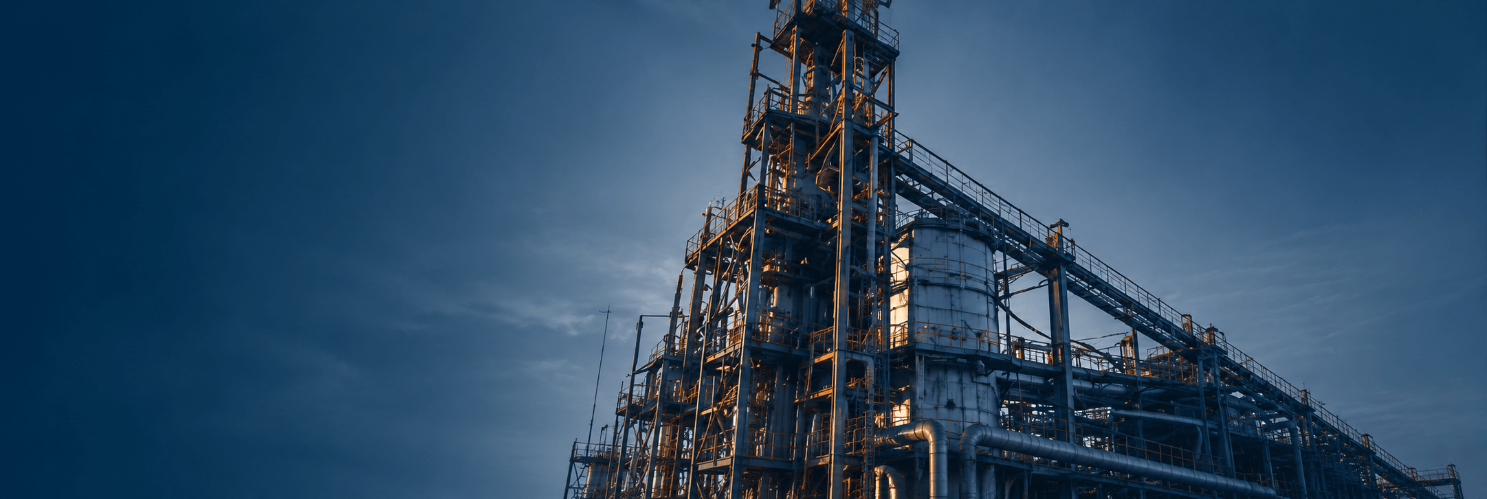 Heavy industrial refinery, chemical plant towers and manufacturing infrastructure
